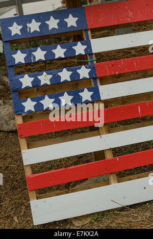 american flag painted on a wood pallette Stock Photo