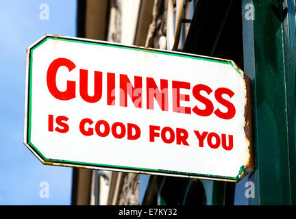Guinnes is Good for You sign outside a pub in Kenmare, County Kerry, Republic of Ireland Stock Photo