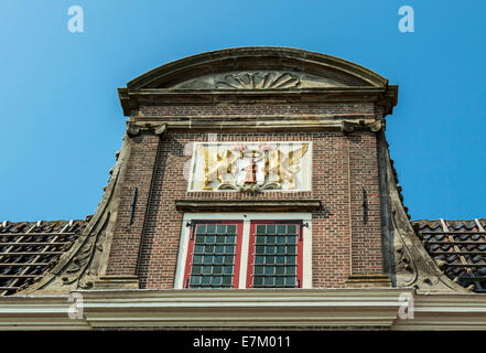 Rooftop of  the Weighing house, (  in Dutch 'De Waegh' )  in the historic city of Monnickendam, North Holland, The Netherlands. Stock Photo