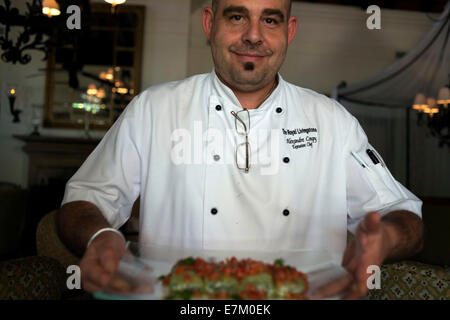 French chef Alexandre Coupy, the executive head chef of the Royal Livingstone Hotel, travelled to Lusaka specifically to prepare Stock Photo