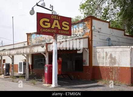Abandoned gas station in the US desert, 2014 Stock Photo