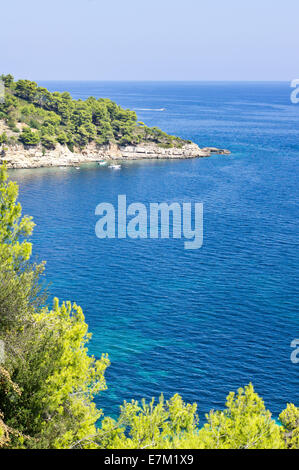 View of Milia Bay in Alonissos, Greece Stock Photo
