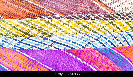 Colorful patterned fabrics as a background Stock Photo