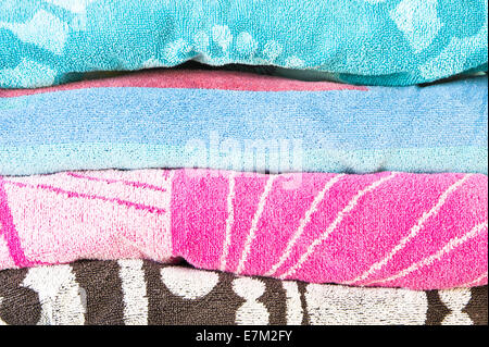 Pile of beach towels as a background image Stock Photo