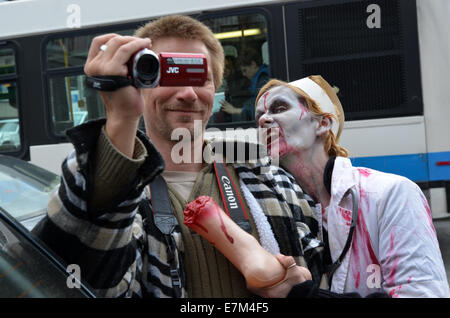 MONTREAL, QC/CANADA - OCTOBER 22 - Zombies at the 2011 Montreal Zombie Walk - 2011/10/22 Stock Photo