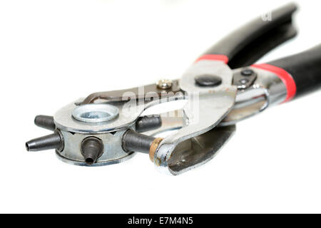 Leather hole punch tool isolated on white Stock Photo