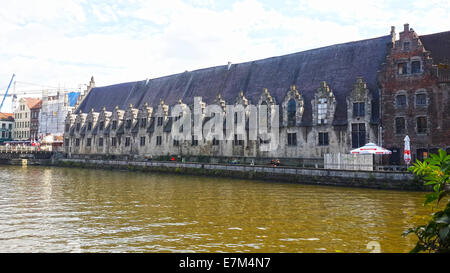 View from the river of The Meat House - Groot Vleeshuis  at Ghent Belgium Stock Photo
