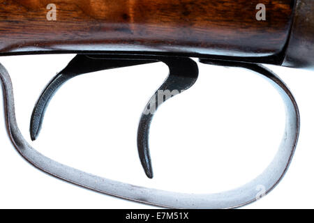 Macro shot of both triggers of a double barrel shotgun Stock Photo