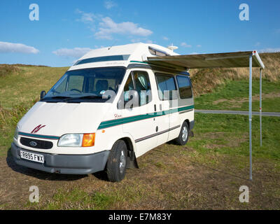 Ford Flair auto-sleeper on a campsite in Wales UK Stock Photo