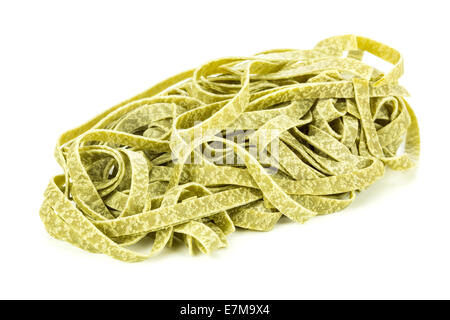 Bundle of dried ribbon pasta isolated over white background Stock Photo