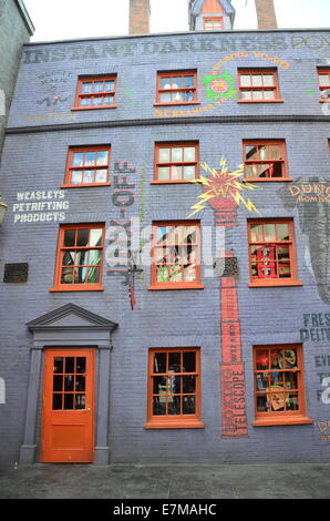 Weasley's Wizard Wheeze's Diagon Alley  at the Wizarding World of Harry Potter expansion,  at Universal Studios, Orlando, Stock Photo