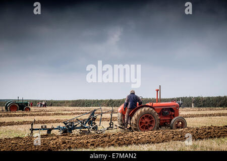 Farming - Farmers participating in a ploughing competition on a farm on The Lizard in Cornwall. Stock Photo