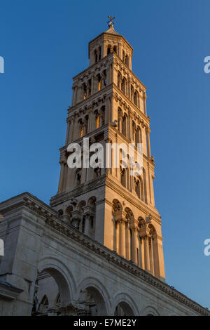 Sun set at The Cathedral of Saint Duje in Split (Croatia). Stock Photo