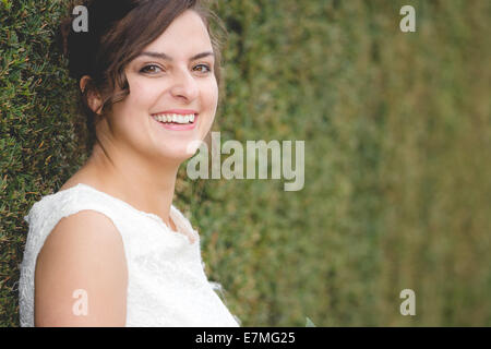 Smiling Future Bride Veil Bachelorette Party Crossed Arms Looking