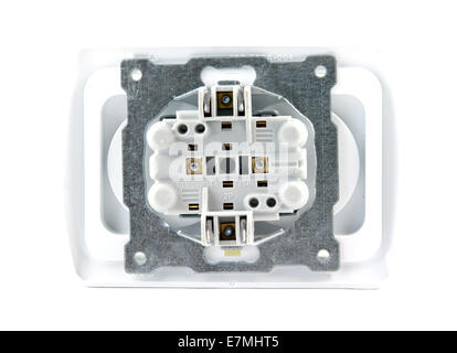 electrical socket isolated over white background, back side Stock Photo