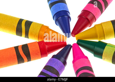 Coloured Crayola Crayons Arranged In A Circle Stock Photo