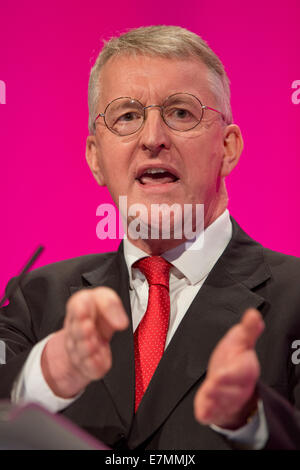 Manchester, UK. 21st Sep, 2014. Hilary Benn, Shadow Secretary of State for Communities and Local Government, addresses the auditorium on day one of the Labour Party's Annual Conference taking place at Manchester Central Convention Complex Credit:  Russell Hart/Alamy Live News. Stock Photo