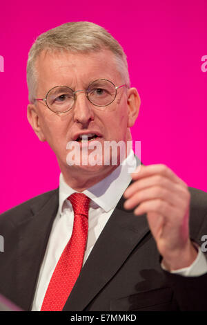 Manchester, UK. 21st Sep, 2014. Hilary Benn, Shadow Secretary of State for Communities and Local Government, addresses the auditorium on day one of the Labour Party's Annual Conference taking place at Manchester Central Convention Complex Credit:  Russell Hart/Alamy Live News. Stock Photo