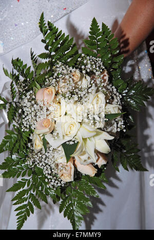 Bride holding bridal bouquet (detail) Stock Photo