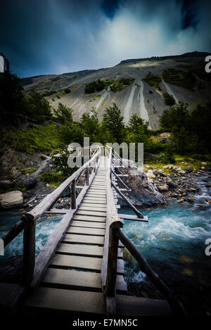 Hiking Trail in Patagonia, Chile. Stock Photo
