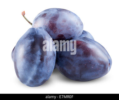 Fresh plums isolated on a white background. Clipping Path Stock Photo