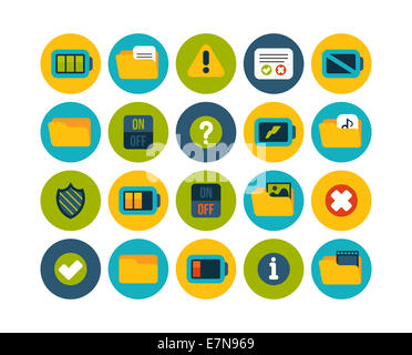Color set of flat folder with video sign Stock Photo - Alamy