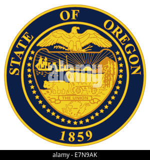 An illustration of the state of Oregon state seal over a white background Stock Photo