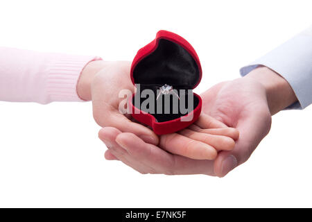 Woman and man holding ring Stock Photo