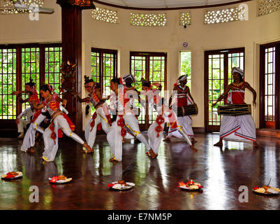 Kandyan Dancers in Costumes,The three classical dance forms differ in their styles, body-movements and gestures,Kandy,Sri Lanka Stock Photo