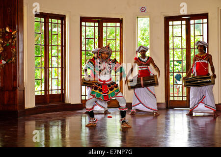 Kandyan Dancers in Costumes,The three classical dance forms differ in their styles, body-movements and gestures,Kandy,Sri Lanka Stock Photo