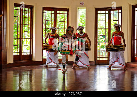 Kandyan Dancers in Costumes,The three classical dance forms differ in their styles, body-movements and gestures,Kandy,Sri Lanka Stock Photo