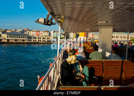 People on ferry between Europe and Asia, Istanbul, Turkey Stock Photo