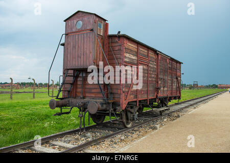 Holocaust Death Camp cattle car train from Nazi Germany concentration camp Auschwitz-Birkenau Stock Photo