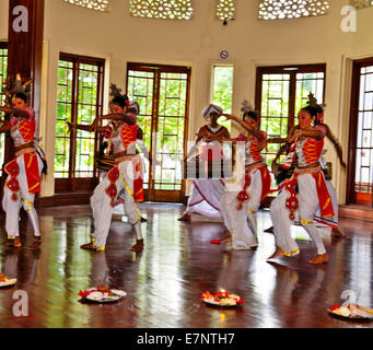 Kandyan Dancers in Costumes,The three classical dance forms differ in their styles, body-movements and gestures,Kandy,Sri Lanka Stock Photo