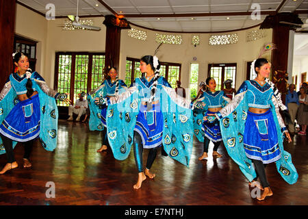 Kandyan Dancers in Costumes,The three classical dance forms differ in their styles, body-movements and gestures,Kandy,Sri Lanka Stock Photo