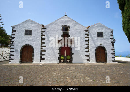 Canaries, Canary islands, isles, La Palma, Spain, Europe, outside, day, nobody, church, architecture, building, construction, re Stock Photo