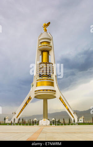 Ashgabat, Neutrality, Turkmenistan, Central Asia, Asia, architecture, city, dictator, golden, marble, monument, statue, touristi Stock Photo