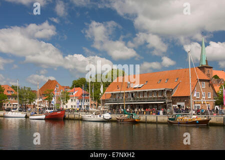 federal republic, Germany, Europe, harbour, port, house, home, Holstein, sea, Neustadt, North Germany, Baltic Sea, Schleswig, Sc Stock Photo