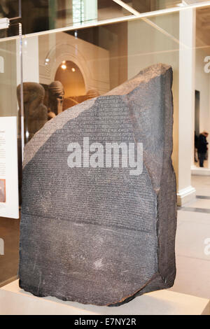 England, Europe, London, British Museum, Rosetta Stone Stock Photo