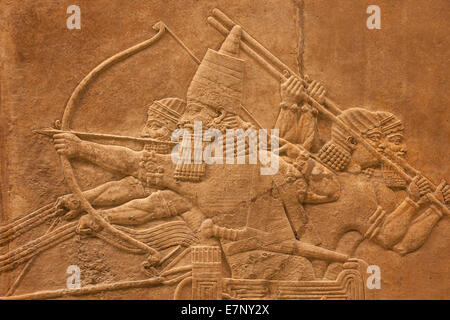 England, Europe, London, British Museum, Relief depicting The Royal Lion Hunt from Nineveh, Assyria Stock Photo