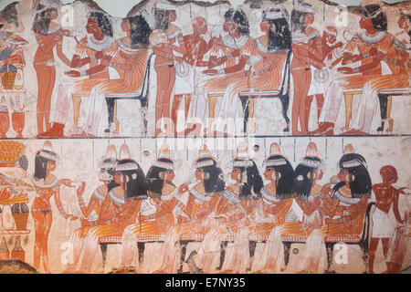 England, Europe, London, British Museum, The Tomb of Nebamun, Painting of Guests Stock Photo