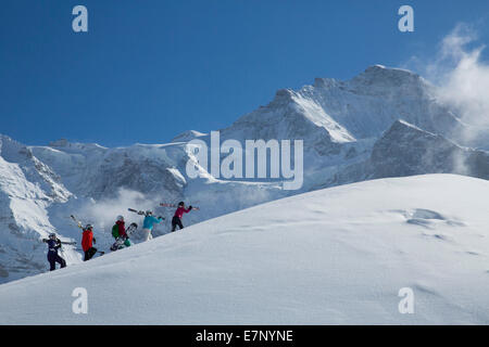 Ski, winter sports, Kleine Scheidegg, Eiger, monk, Mönch, Jungfrau, mountain, mountains, ski, skiing, Carving, winter, winter sp Stock Photo