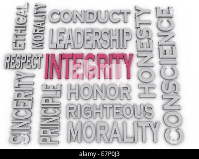 3d imagen Integrity concept word cloud background Stock Photo