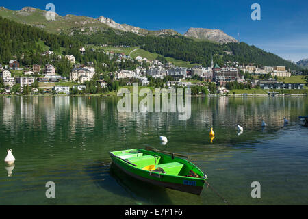 Engadin, Engadine, Saint Moritz, St. Moritz, Saint Moritz, St. Moritzersee, canton, GR, Graubünden, Grisons, Upper Engadine, mou Stock Photo