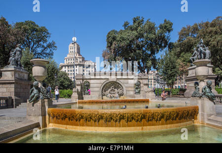 Barcelona, City, architecture, Catalonia, downtown, fountain, landscape, Spain, Europe, square, summer, touristic, travel, urban Stock Photo