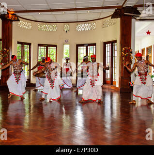 Kandyan Dancers in Costumes,The three classical dance forms differ in their styles, body-movements and gestures,Kandy,Sri Lanka Stock Photo