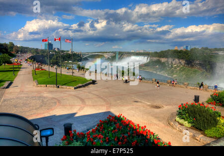 A view of Niagara Falls, Canada and the Rainbow Bridge Stock Photo