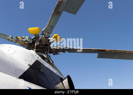 helicopter engine mechanism detail. part of copter rotor Stock Photo