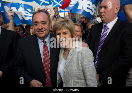 Scotland's First Minister Alex Salmond (left) and the Deputy First Minister Nicola Sturgeon picturing during an event in Perth. Stock Photo