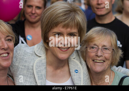 Scotland's Deputy First Minister Nicola Sturgeon MSP is pictured with a supporters during an event in Perth. Stock Photo